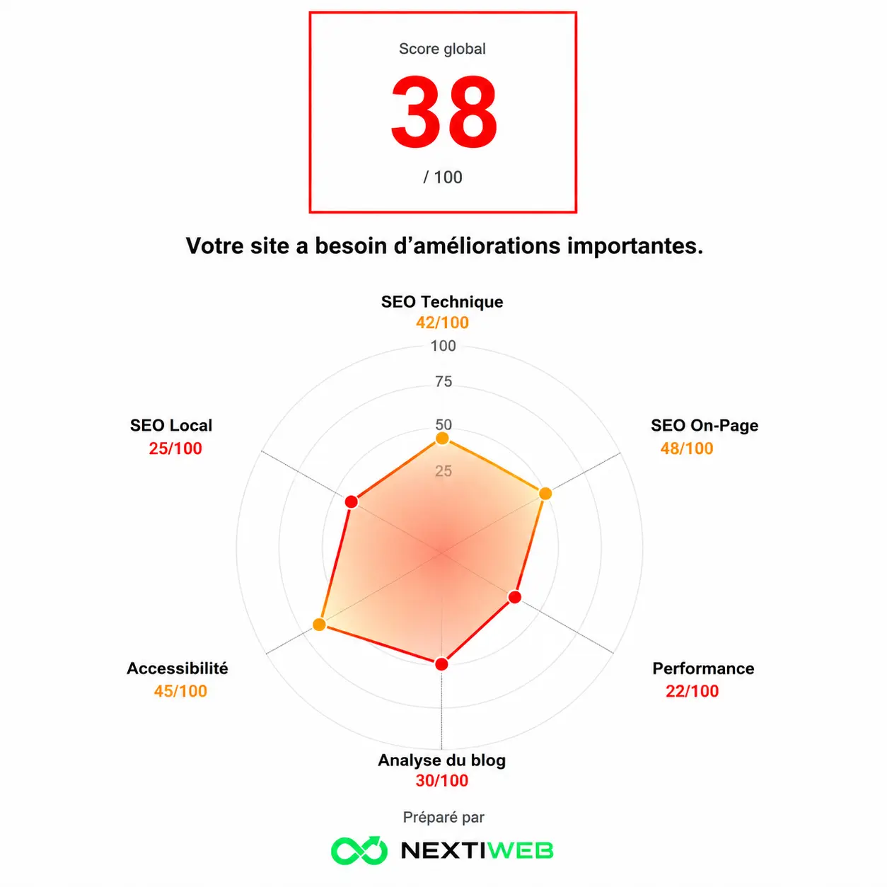 Avant optimisation — Score 38/100